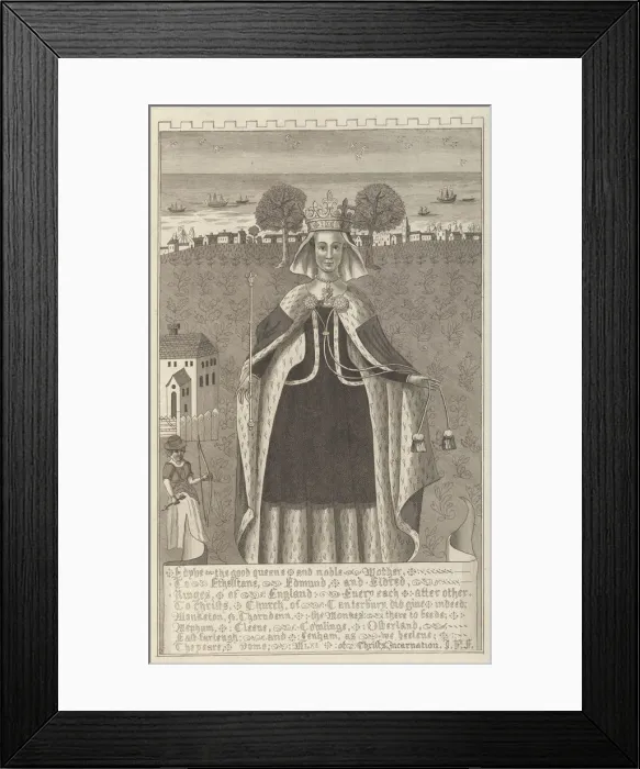 Framed Print : Edyve, the good queen and noble mother to Etheltane, Edmund and Eldred, Kinges of England, 1777. Creator: John Bayly Framed Print : Edyve, the good queen and noble mother to Etheltane, Edmund and Eldred, Kinges of England, 1777. Creator: John Bayly