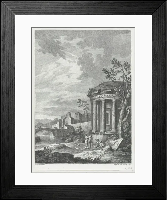 Framed Print : Landscape with Temple, ca. 1750-70. Creator: Joseph Wagner Framed Print : Landscape with Temple, ca. 1750-70. Creator: Joseph Wagner