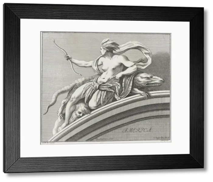 Framed Print : America, 1732. Creator: Johann Justin Preissler