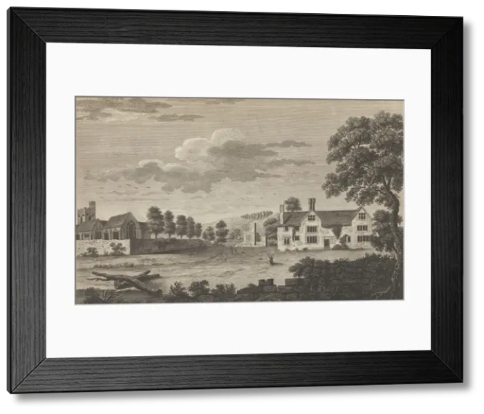 Framed Print : A View of the Ruins of the Archiepiscopal Palace and of the Church of Wrotham in Kent, 1777-1790. Creator: John Bayly Framed Print : A View of the Ruins of the Archiepiscopal Palace and of the Church of Wrotham in Kent, 1777-1790. Creator: John Bayly