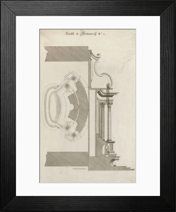 Framed Print : Floorplan and Side View of an Altar, Plate a (2) from Unterschiedliche Neu... Printed ca. 1750-56. Creator: Johann Michael Leüchte Framed Print : Floorplan and Side View of an Altar, Plate a (2) from Unterschiedliche Neu... Printed ca. 1750-56. Creator: Johann Michael Leüchte
