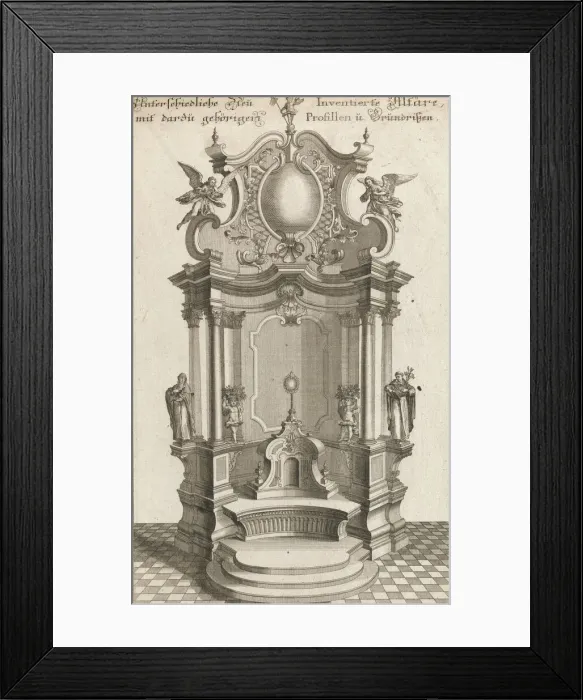 Framed Print : Design for a Monumental Altar, Plate a from Unterschiedliche Neu Inventier... Printed ca. 1750-56. Creator: Johann Michael Leüchte Framed Print : Design for a Monumental Altar, Plate a from Unterschiedliche Neu Inventier... Printed ca. 1750-56. Creator: Johann Michael Leüchte