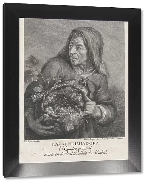 The grape-picker, and elderly woman holding a basket of grapes, after Murillo, ca. 1780-1805. Creator: Juan Antonio Salvador Carmona