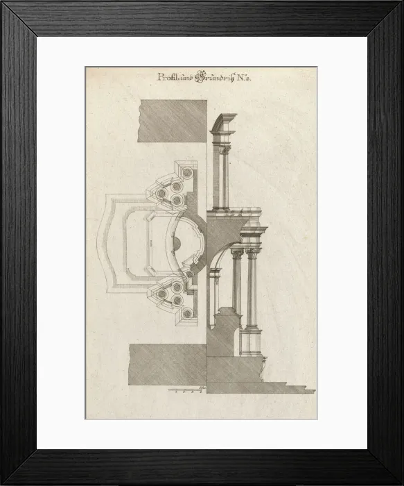 Framed Print : Floorplan and Side View of an Altar, Plate b (2) from Unterschiedliche Neu... Printed ca. 1750-56. Creator: Johann Michael Leüchte Framed Print : Floorplan and Side View of an Altar, Plate b (2) from Unterschiedliche Neu... Printed ca. 1750-56. Creator: Johann Michael Leüchte
