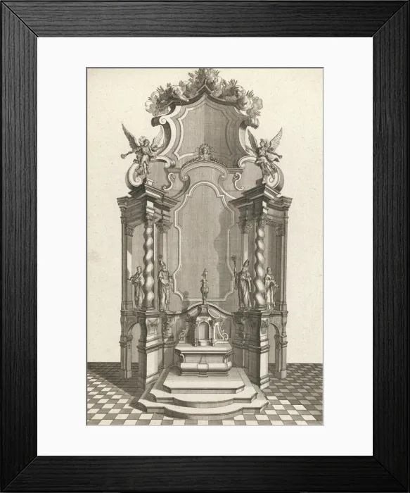 Framed Print : Design for a Monumental Altar, Plate f from Unterschiedliche Neu Inventier... Printed ca. 1750-56. Creator: Johann Michael Leüchte Framed Print : Design for a Monumental Altar, Plate f from Unterschiedliche Neu Inventier... Printed ca. 1750-56. Creator: Johann Michael Leüchte