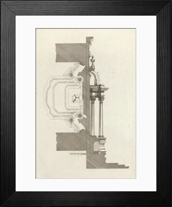 Framed Print : Floorplan and Side View of an Altar, Plate f (2) from Unterschiedliche Neu... Printed ca. 1750-56. Creator: Johann Michael Leüchte Framed Print : Floorplan and Side View of an Altar, Plate f (2) from Unterschiedliche Neu... Printed ca. 1750-56. Creator: Johann Michael Leüchte
