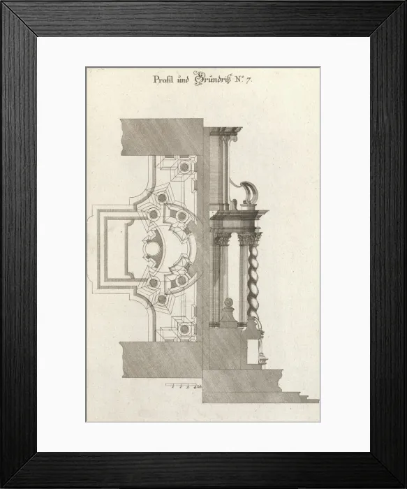 Framed Print : Floorplan and Side View of an Altar, Plate g (2) from Unterschiedliche Neu... Printed ca. 1750-56. Creator: Johann Michael Leüchte Framed Print : Floorplan and Side View of an Altar, Plate g (2) from Unterschiedliche Neu... Printed ca. 1750-56. Creator: Johann Michael Leüchte