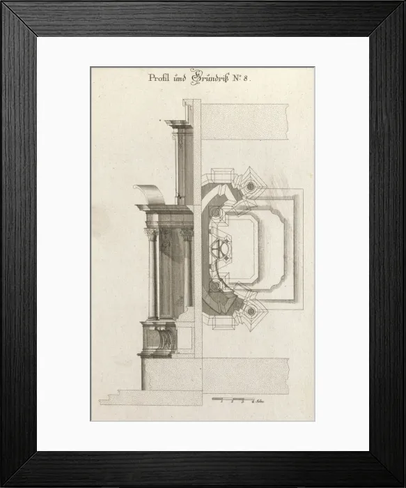 Framed Print : Floorplan and Side View of an Altar, Plate h (2) from Unterschiedliche Neu... Printed ca. 1750-56. Creator: Johann Michael Leüchte Framed Print : Floorplan and Side View of an Altar, Plate h (2) from Unterschiedliche Neu... Printed ca. 1750-56. Creator: Johann Michael Leüchte