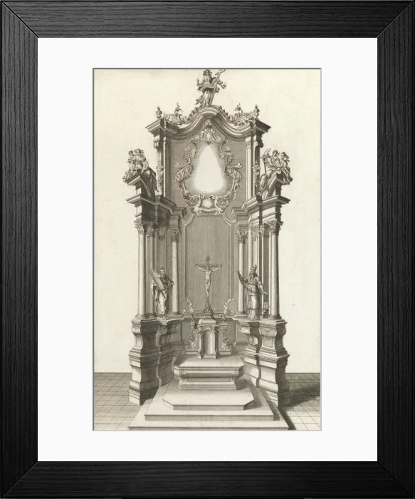 Framed Print : Design for a Monumental Altar, Plate h from Unterschiedliche Neu Inventier... Printed ca. 1750-56. Creator: Johann Michael Leüchte Framed Print : Design for a Monumental Altar, Plate h from Unterschiedliche Neu Inventier... Printed ca. 1750-56. Creator: Johann Michael Leüchte