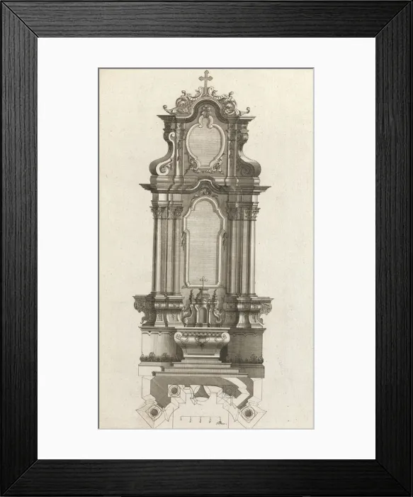 Framed Print : Design for a Monumental Altar, Plate m from Unterschiedliche Neu Inventier... Printed ca. 1750-56. Creator: Johann Michael Leüchte Framed Print : Design for a Monumental Altar, Plate m from Unterschiedliche Neu Inventier... Printed ca. 1750-56. Creator: Johann Michael Leüchte