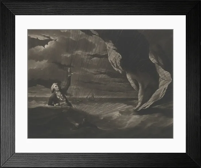 Framed Print : The Perilous Situation of Major Mony, When He Fell into the Sea with His Balloon, June 24, 1789. Creator: John Murphy Framed Print : The Perilous Situation of Major Mony, When He Fell into the Sea with His Balloon, June 24, 1789. Creator: John Murphy