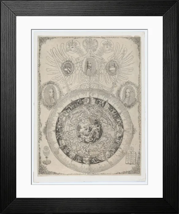 Framed Print : The Perpetual Calendar with Portraits of Leopold I and his sons Joseph and Charles, 1702. 1702. Creator: Johann Michael Püchler Framed Print : The Perpetual Calendar with Portraits of Leopold I and his sons Joseph and Charles, 1702. 1702. Creator: Johann Michael Püchler