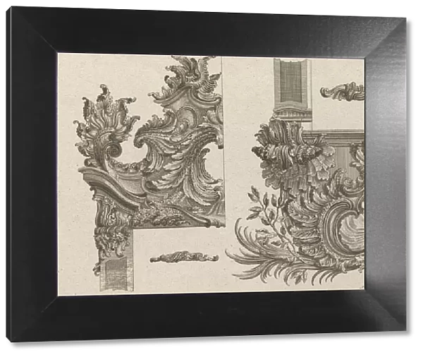 Suggestions for the Decoration of Frames, Plate 4 from AuBzierungen zu Thü... Printed ca. 1750-56. Creator: Johann Sebastian Muller
