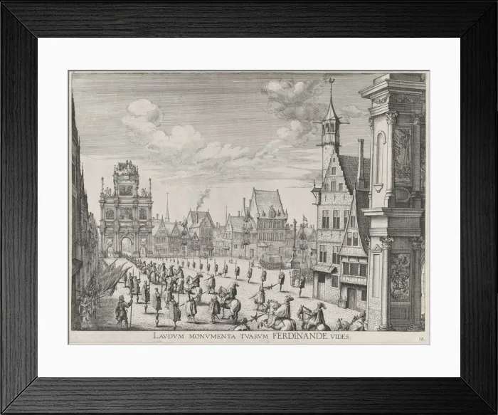 Framed Print : Plate 18: Procession of the Spanish Prince Ferdinand into the city of Ghent, January 28, 1... 1636. Creators: Johannes Meursius, Willem van der Beke Framed Print : Plate 18: Procession of the Spanish Prince Ferdinand into the city of Ghent, January 28, 1... 1636. Creators: Johannes Meursius, Willem van der Beke