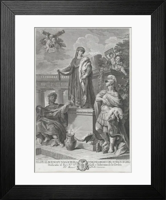 Framed Print : Allegorical portrait of Felipe el Bueno (Philip the Good Duke of Burgundy) founder of the... 1778. Creator: Manuel Salvador Carmona Framed Print : Allegorical portrait of Felipe el Bueno (Philip the Good Duke of Burgundy) founder of the... 1778. Creator: Manuel Salvador Carmona