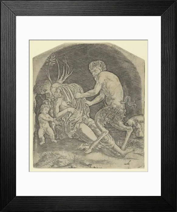 Framed Print : A satyr about to remove drapery covering a Nymph, ca. 1510-20. Creator: Marcantonio Raimondi Framed Print : A satyr about to remove drapery covering a Nymph, ca. 1510-20. Creator: Marcantonio Raimondi