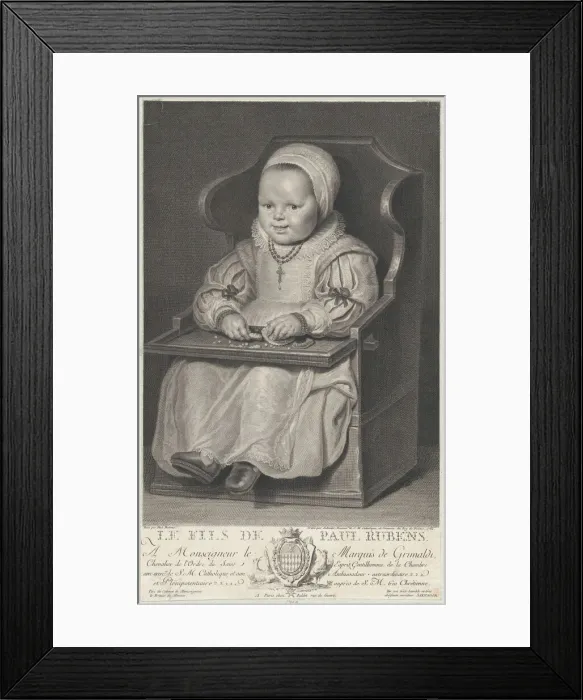 Framed Print : Portrait of one of Cornelis de Vos children (probably), seated in a baby chair, 1762. Creator: Manuel Salvador Carmona Framed Print : Portrait of one of Cornelis de Vos children (probably), seated in a baby chair, 1762. Creator: Manuel Salvador Carmona