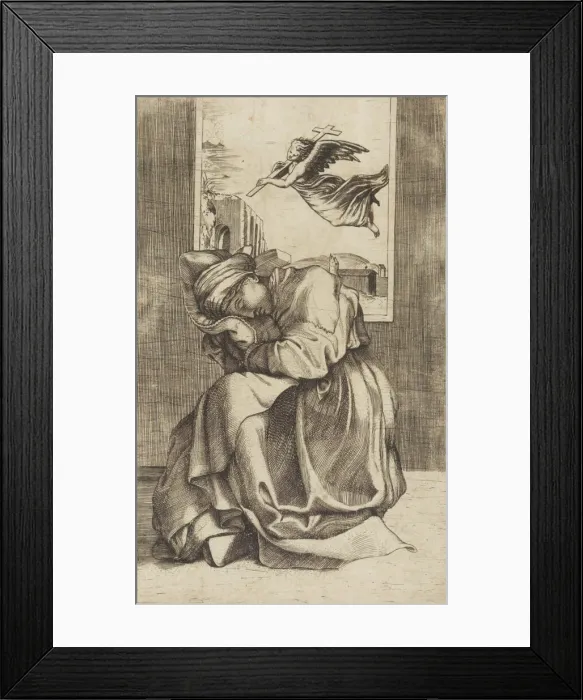 Framed Print : The Vision of St. Helena. Creator: Marcantonio Raimondi Framed Print : The Vision of St. Helena. Creator: Marcantonio Raimondi