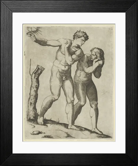 Framed Print : Adam and Eve being expelled from paradise, ca. 1515-25. Creator: Marcantonio Raimondi Framed Print : Adam and Eve being expelled from paradise, ca. 1515-25. Creator: Marcantonio Raimondi