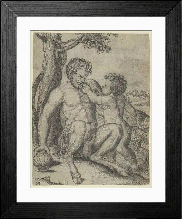Framed Print : Satyr and Child, ca. 1515-16. Creator: Marcantonio Raimondi Framed Print : Satyr and Child, ca. 1515-16. Creator: Marcantonio Raimondi