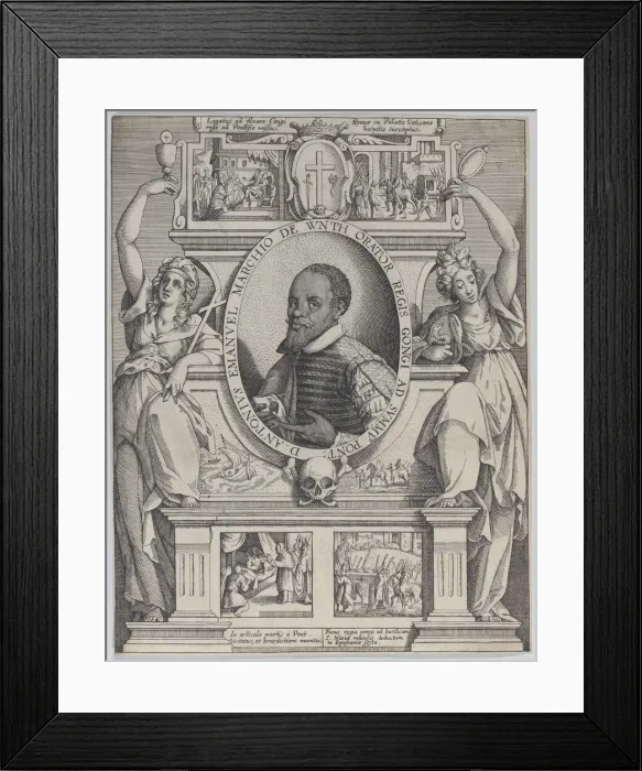 Framed Print : Portrait of Don Antonio Emanuel Marchio de Wnth, Ambassador to the King of the Congo... ca. 1608. Creator: Lucas Kilian Framed Print : Portrait of Don Antonio Emanuel Marchio de Wnth, Ambassador to the King of the Congo... ca. 1608. Creator: Lucas Kilian