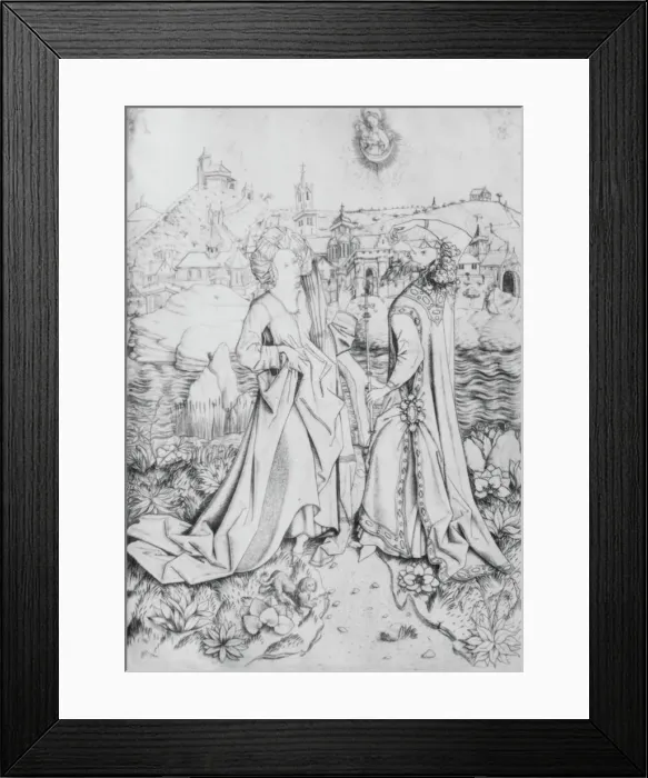 Framed Print : The Sibyl and Emperor Augustus, 15th century. Creator: Master ES Framed Print : The Sibyl and Emperor Augustus, 15th century. Creator: Master ES