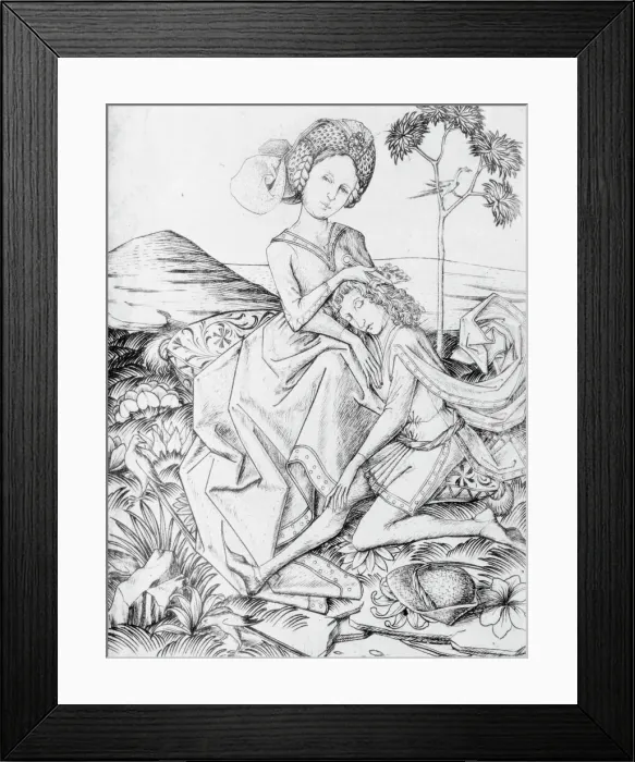 Framed Print : Samson and Delilah, 15th century. Creator: Master ES Framed Print : Samson and Delilah, 15th century. Creator: Master ES