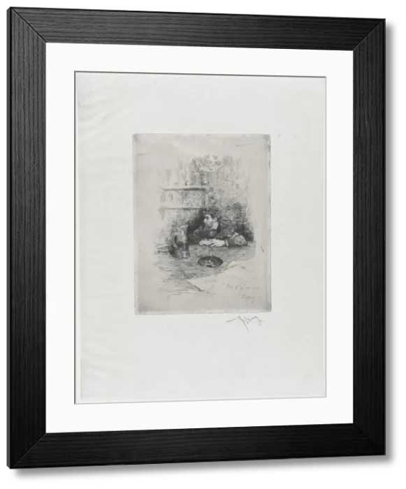 Framed Print : Portrait of the painter Eduardo Zamacois seated at a table, ca. 1869. ca. 1869. Creator: Mariano Jose Maria Bernardo Fortuny y Carbo Framed Print : Portrait of the painter Eduardo Zamacois seated at a table, ca. 1869. ca. 1869. Creator: Mariano Jose Maria Bernardo Fortuny y Carbo