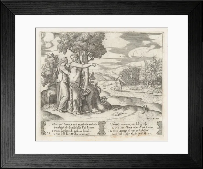 Framed Print : Plate 23: Psyche on the order of Venus departing to find the golden fleece, from the St... 1530-60. Creator: Master of the Die Framed Print : Plate 23: Psyche on the order of Venus departing to find the golden fleece, from the St... 1530-60. Creator: Master of the Die
