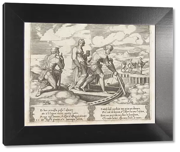 Plate 25: Psyche setting off in Charons boat, ignoring the old man at left who request... 1530-60. Creator: Master of the Die