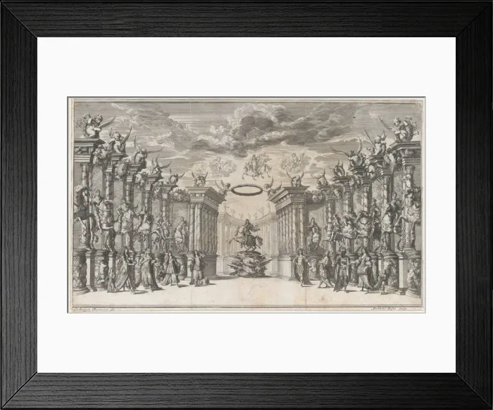 Framed Print : The Triumph of Austria; Leopold I at center, mounted on a reared horse, atop a military tr... 1668. Creator: Mathaus Küsel Framed Print : The Triumph of Austria; Leopold I at center, mounted on a reared horse, atop a military tr... 1668. Creator: Mathaus Küsel