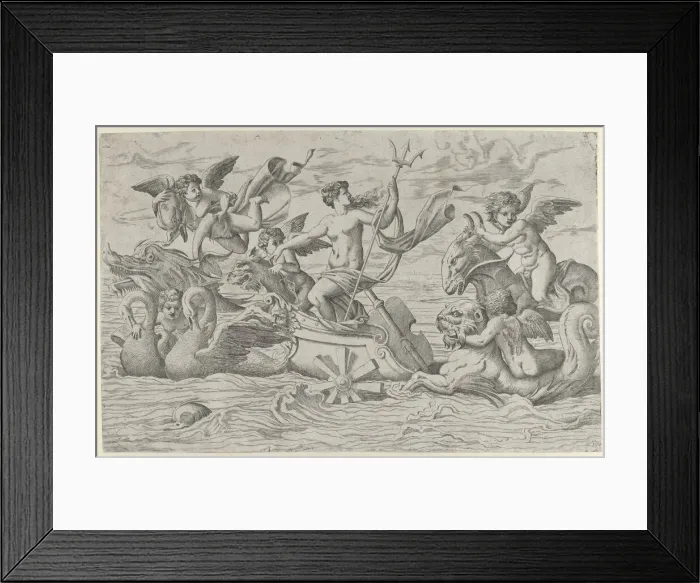Framed Print : Venus in a Chariot drawn by Two Swans, ca. 1544. Creator: Master IQV Framed Print : Venus in a Chariot drawn by Two Swans, ca. 1544. Creator: Master IQV