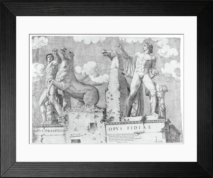 Framed Print : Horse Tamers (Dioscuri) from the Capitoline Hill, Rome, ca. 1560-1580. Creator: Marcantonio Raimondi Framed Print : Horse Tamers (Dioscuri) from the Capitoline Hill, Rome, ca. 1560-1580. Creator: Marcantonio Raimondi
