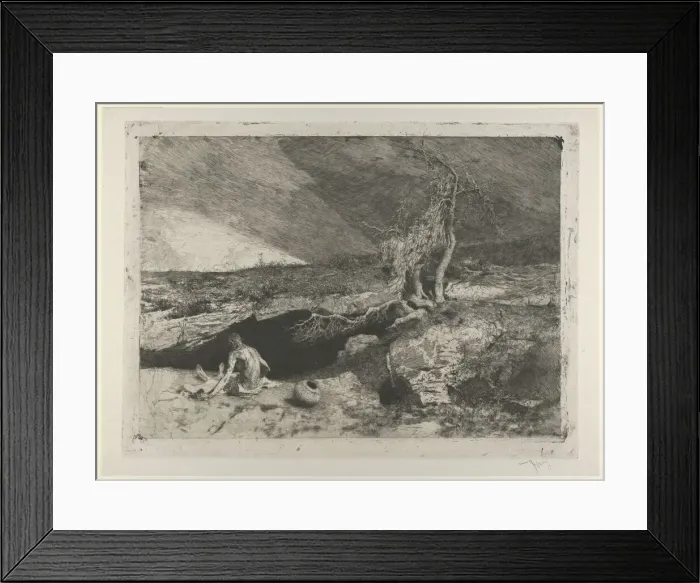 Framed Print : The Anchorite: a partially naked man seated at left in a landscape with what appears t... ca. 1869. Creator: Mariano Jose Maria Bernardo Fortuny y Carbo Framed Print : The Anchorite: a partially naked man seated at left in a landscape with what appears t... ca. 1869. Creator: Mariano Jose Maria Bernardo Fortuny y Carbo