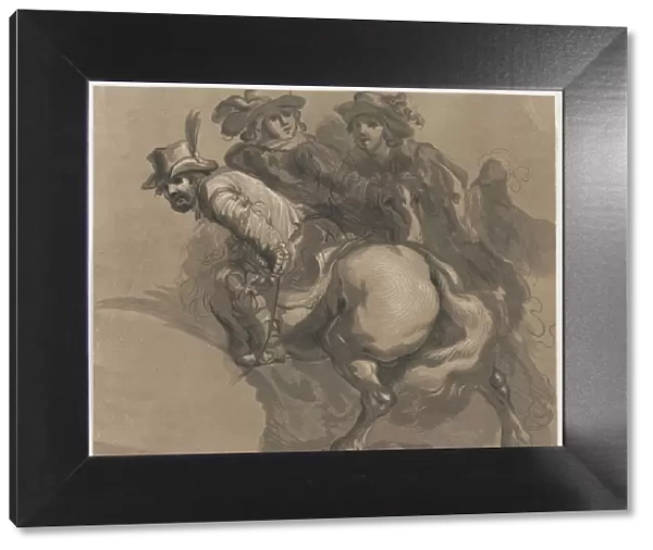 Three horsemen, ca. 1770-94. Creator: Maria Catharina Prestel