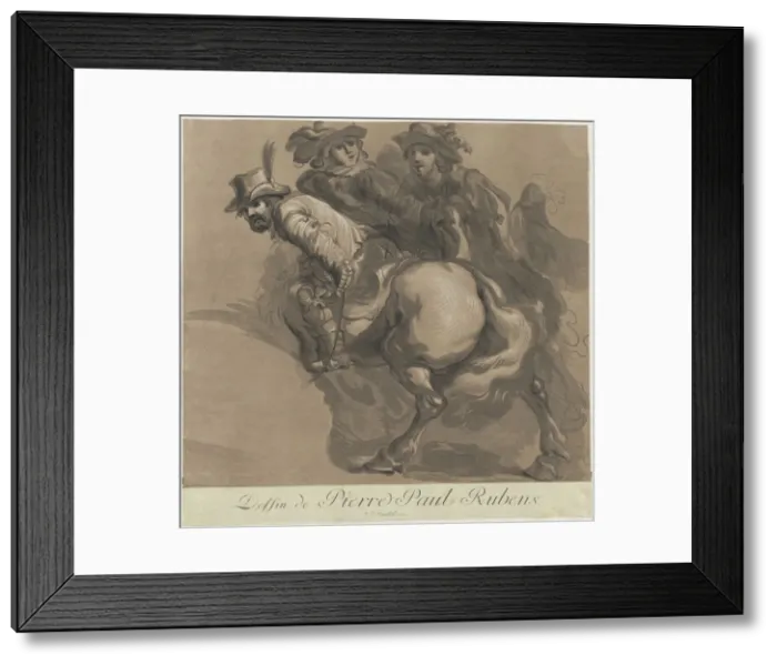 Framed Print : Three horsemen, ca. 1770-94. Creator: Maria Catharina Prestel Framed Print : Three horsemen, ca. 1770-94. Creator: Maria Catharina Prestel