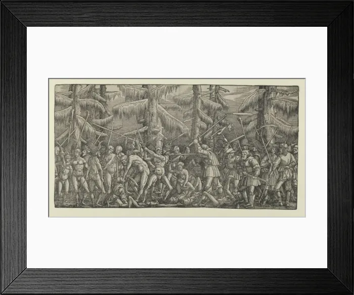 Framed Print : Battle Between Peasants and Naked Men in a Forest, 1522. Creator: Master NH Framed Print : Battle Between Peasants and Naked Men in a Forest, 1522. Creator: Master NH