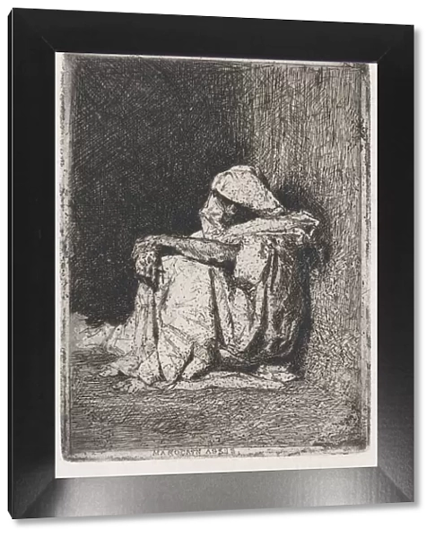 A Moroccan man seated on the ground, ca. 1860-70. Creator: Mariano Jose Maria Bernardo Fortuny y Carbo
