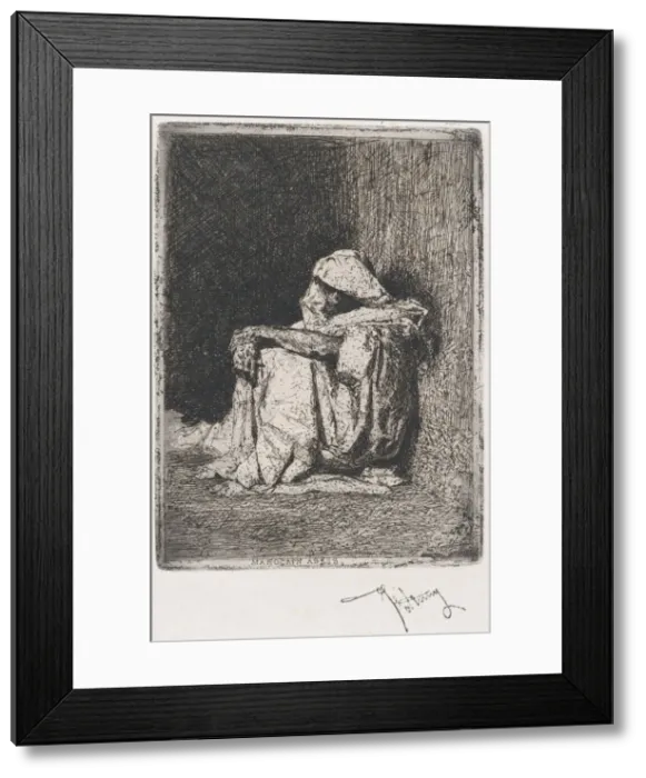 Framed Print : A Moroccan man seated on the ground, ca. 1860-70. Creator: Mariano Jose Maria Bernardo Fortuny y Carbo Framed Print : A Moroccan man seated on the ground, ca. 1860-70. Creator: Mariano Jose Maria Bernardo Fortuny y Carbo