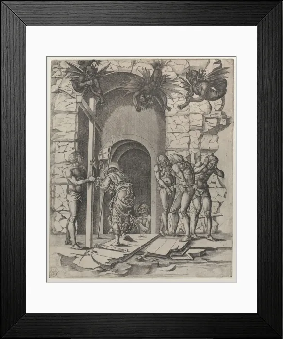 Framed Print : Christ descending into Limbo, 1566. Creator: Mario Cartaro Framed Print : Christ descending into Limbo, 1566. Creator: Mario Cartaro