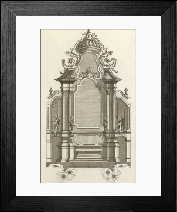 Framed Print : Design for a Monumental Altar, Plate k from Unterschiedliche Neu Inventier... Printed ca. 1750-56. Creator: Martin Engelbrecht