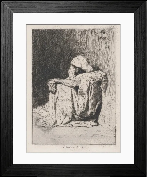 Framed Print : An Arabic man seated on the ground, head partly covered, 1860-62. Creator: Mariano Jose Maria Bernardo Fortuny y Carbo Framed Print : An Arabic man seated on the ground, head partly covered, 1860-62. Creator: Mariano Jose Maria Bernardo Fortuny y Carbo