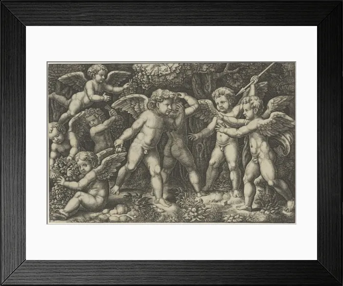 Framed Print : Eight putti playing, 1530-60. Creator: Master of the Die Framed Print : Eight putti playing, 1530-60. Creator: Master of the Die