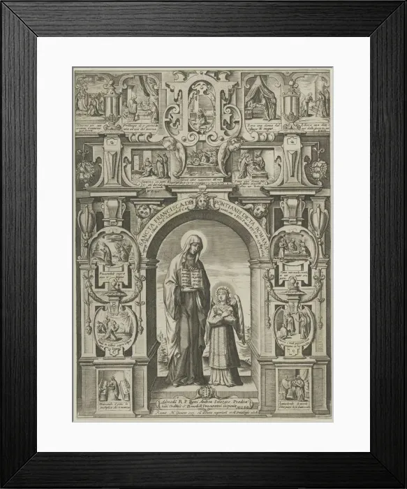 Framed Print : Sancta Francisca de Pontainis Dicta Romana, 1608. Creator: Matthaeus Greuter Framed Print : Sancta Francisca de Pontainis Dicta Romana, 1608. Creator: Matthaeus Greuter