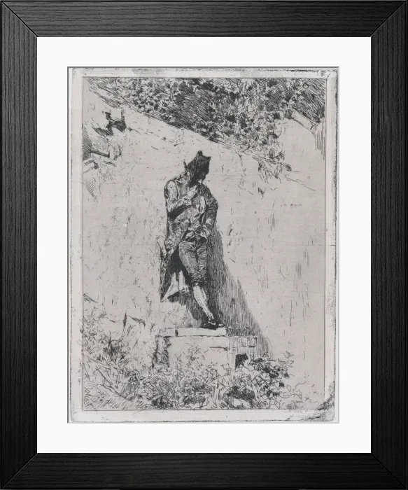 Framed Print : Meditation: a man standing on a step by a wall, ca. 1865. ca. 1865. Creator: Mariano Jose Maria Bernardo Fortuny y Carbo Framed Print : Meditation: a man standing on a step by a wall, ca. 1865. ca. 1865. Creator: Mariano Jose Maria Bernardo Fortuny y Carbo