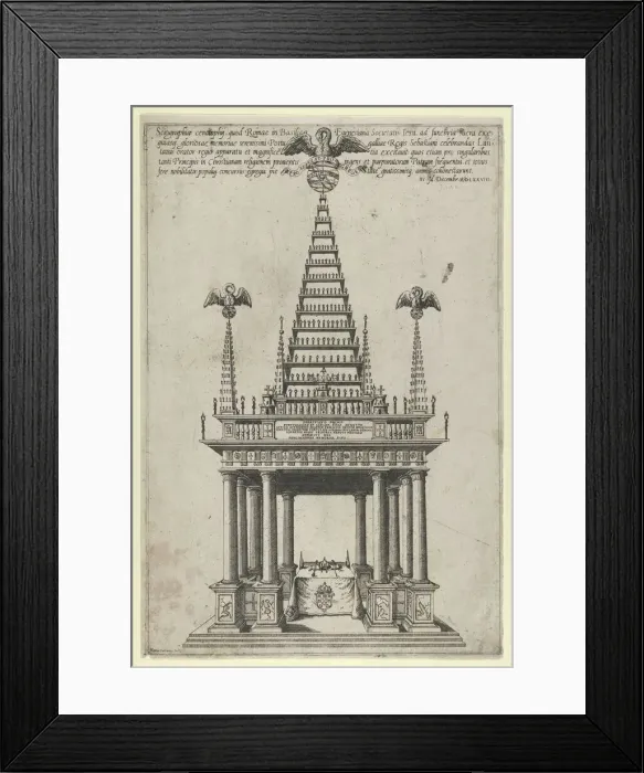 Framed Print : Cenotaph for Sebastian I, King of Portugal, Basilica Farnesina, Rome, December 3, 1578, Creator: Mario Cartaro Framed Print : Cenotaph for Sebastian I, King of Portugal, Basilica Farnesina, Rome, December 3, 1578, Creator: Mario Cartaro