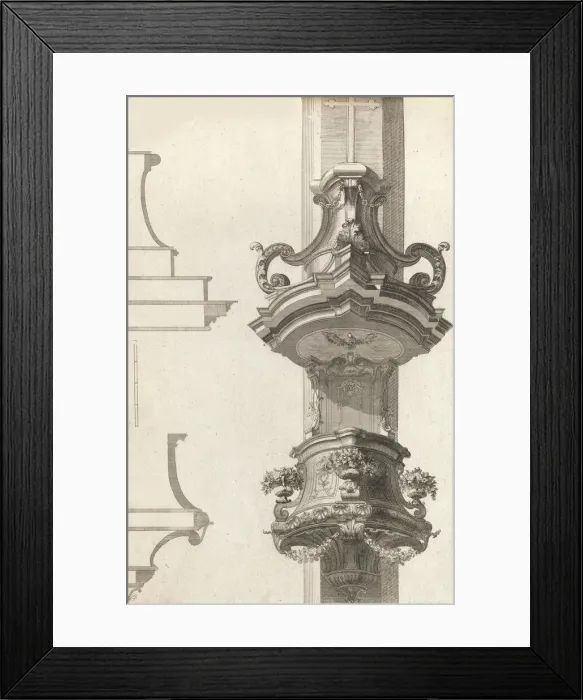 Framed Print : Design for a Pulpit, Plate 2 from an Untitled Series of Pulpit Designs, Pri... Printed ca. 1750-56. Creator: Martin Engelbrecht Framed Print : Design for a Pulpit, Plate 2 from an Untitled Series of Pulpit Designs, Pri... Printed ca. 1750-56. Creator: Martin Engelbrecht
