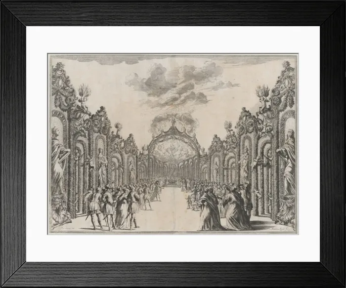 Framed Print : A sacrifice to the Olympian gods taking place at the end of a path lined with statues and... 1674. Creator: Mathaus Küsel Framed Print : A sacrifice to the Olympian gods taking place at the end of a path lined with statues and... 1674. Creator: Mathaus Küsel