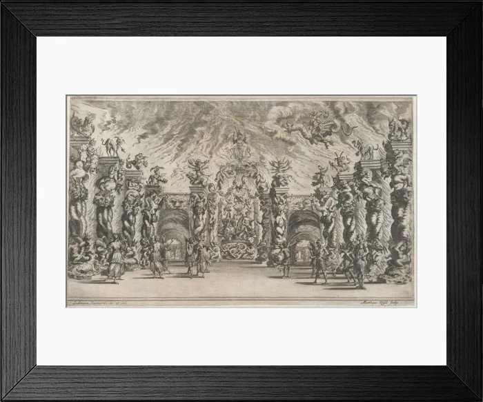 Framed Print : Kingdom of Pluto; a view of the underworld with Pluto and Proserpina enthroned at center... 1668. Creator: Mathaus Küsel Framed Print : Kingdom of Pluto; a view of the underworld with Pluto and Proserpina enthroned at center... 1668. Creator: Mathaus Küsel