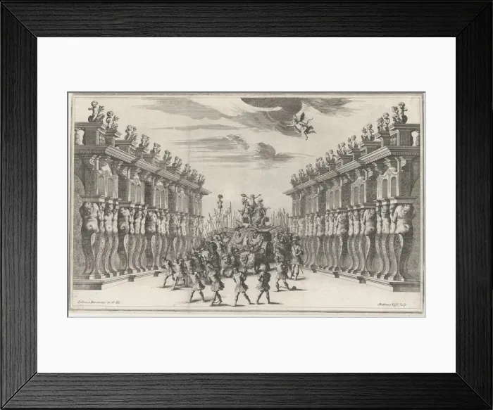 Framed Print : Atrium of the Palace of Venus; set design from Il Pomo D'Oro, 1668. Creator: Mathaus Küsel Framed Print : Atrium of the Palace of Venus; set design from Il Pomo D'Oro, 1668. Creator: Mathaus Küsel